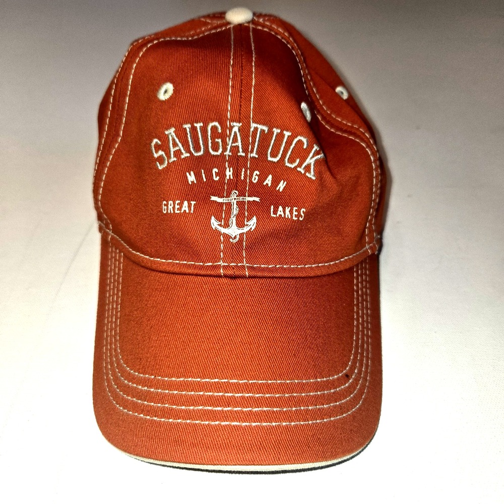 Momentum Outfitters‎ Saugatuck Michigan Great Lake Orange Baseball Hat One Size